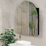 Arco Arch 1000mm x 1000mm Mirrored Shaving Cabinet, Matte Black