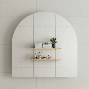 Arco Arch 1000mm x 1000mm Mirrored Shaving Cabinet, Matte Black