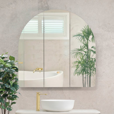 Arco Arch 1000mm x 1000mm Mirrored Shaving Cabinet, Matte Black