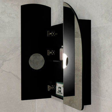 Arco Arch 1000mm x 1000mm Mirrored Shaving Cabinet, Matte Black