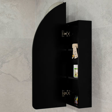 Arco Arch 1000mm x 1000mm Mirrored Shaving Cabinet, Matte Black