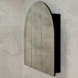 Arco Arch 1000mm x 1000mm Mirrored Shaving Cabinet, Matte Black