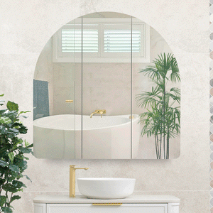 Arco Arch 1000mm x 1000mm Mirrored Shaving Cabinet, Matte White