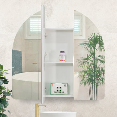 Arco Arch 1000mm x 1000mm Mirrored Shaving Cabinet, Matte White