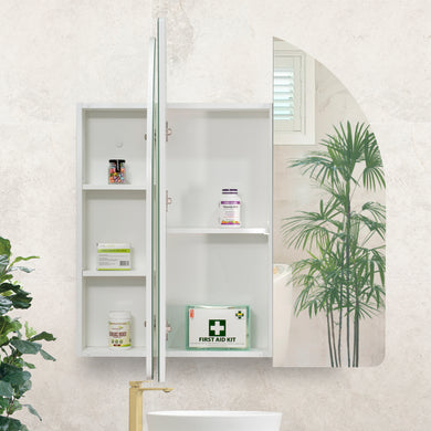 Arco Arch 1000mm x 1000mm Mirrored Shaving Cabinet, Matte White