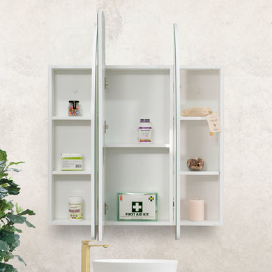 Arco Arch 1000mm x 1000mm Mirrored Shaving Cabinet, Matte White