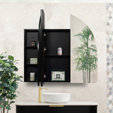 Arco Arch 1150mm x 1000mm Mirrored Shaving Cabinet, Matte Black