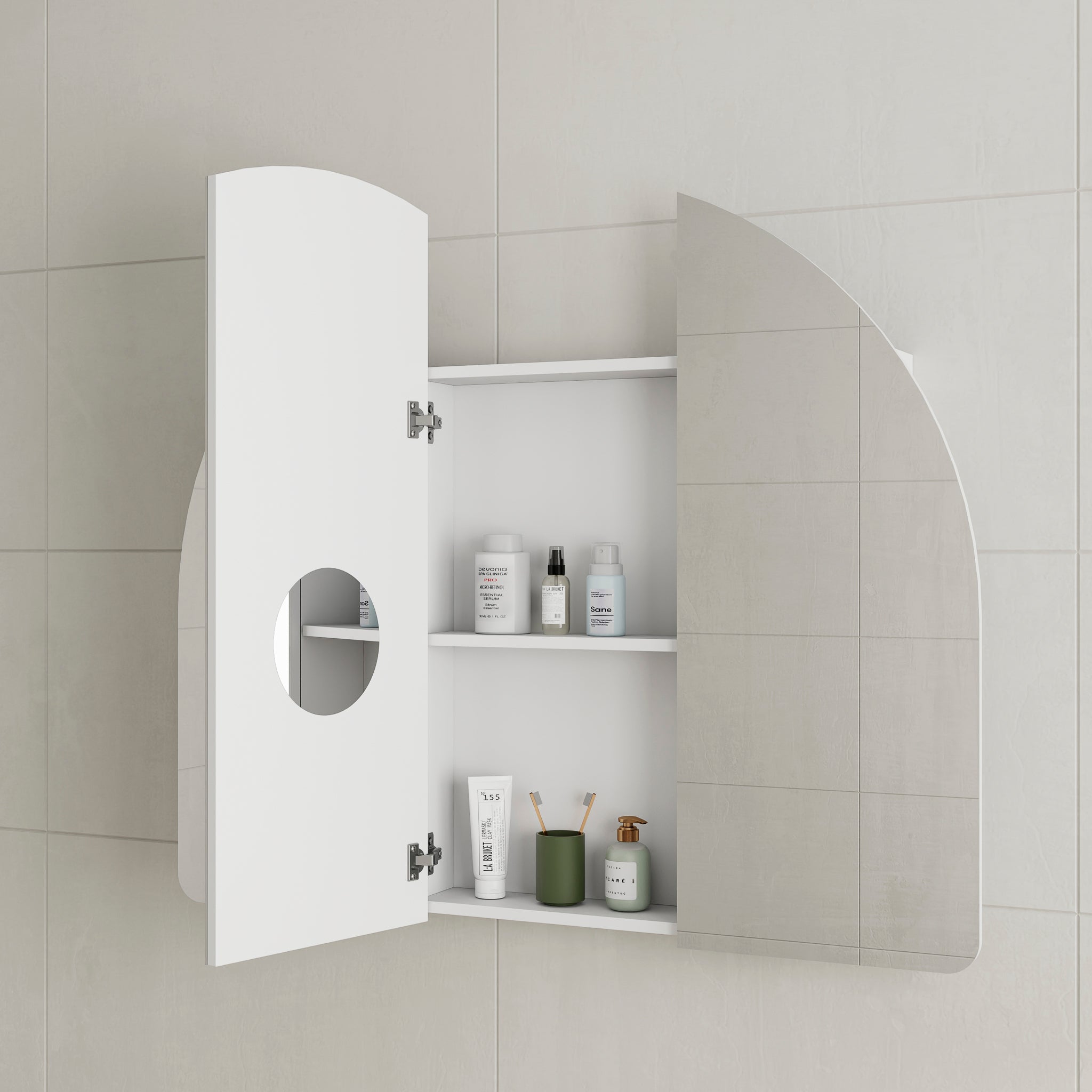 Arco Arch 1150mm x 1000mm Shaving Cabinet Mirror, Matte White