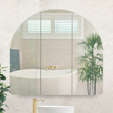 Arco Arch 1150mm x 1000mm Mirrored Shaving Cabinet, Matte White