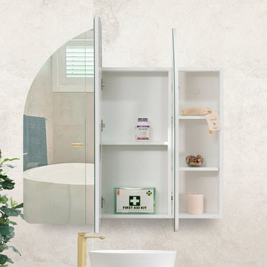 Arco Arch 1150mm x 1000mm Mirrored Shaving Cabinet, Matte White