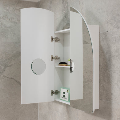 Arco Arch 1150mm x 1000mm Mirrored Shaving Cabinet, Matte White