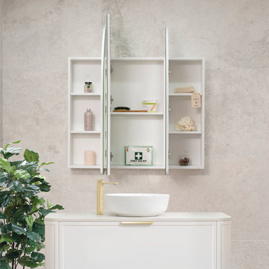 Arco Arch 1150mm x 1000mm Mirrored Shaving Cabinet, Matte White