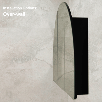 Arco Arch 1200mm x 800mm Mirrored Shaving Cabinet, Matte Black
