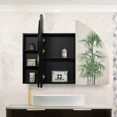 Arco Arch 1200mm x 800mm Mirrored Shaving Cabinet, Matte Black