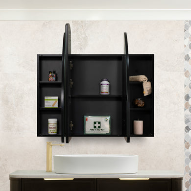 Arco Arch 1200mm x 800mm Mirrored Shaving Cabinet, Matte Black