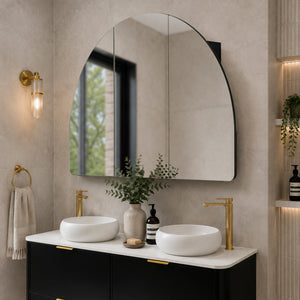 Arco Arch 1200mm x 800mm Mirrored Shaving Cabinet, Matte Black