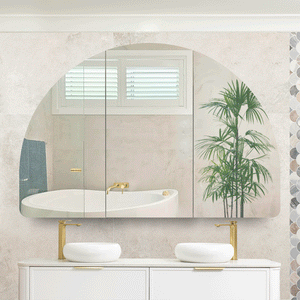 Arco Arch 1200mm x 800mm Mirrored Shaving Cabinet, Matte White