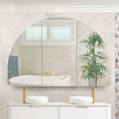 Arco Arch 1200mm x 800mm Mirrored Shaving Cabinet, Matte White