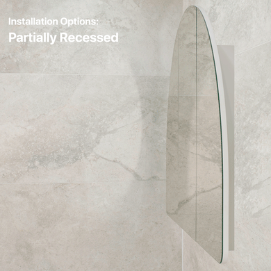 Arco Arch 1200mm x 800mm Mirrored Shaving Cabinet, Matte White