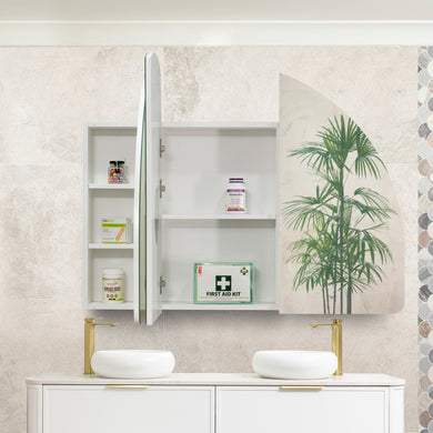 Arco Arch 1200mm x 800mm Mirrored Shaving Cabinet, Matte White