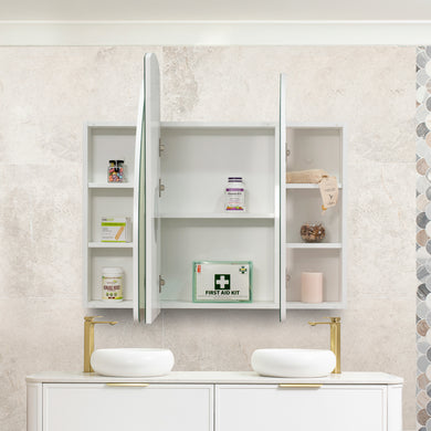 Arco Arch 1200mm x 800mm Mirrored Shaving Cabinet, Matte White