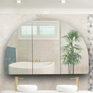 Arco Arch 1500mm x 1000mm Mirrored Shaving Cabinet, Matte Black