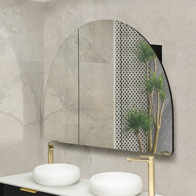 Arco Arch 1500mm x 1000mm Mirrored Shaving Cabinet, Matte Black