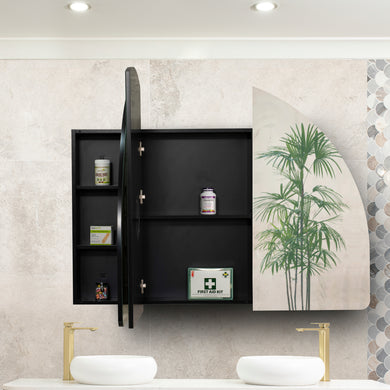 Arco Arch 1500mm x 1000mm Mirrored Shaving Cabinet, Matte Black