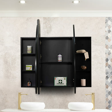 Arco Arch 1500mm x 1000mm Mirrored Shaving Cabinet, Matte Black