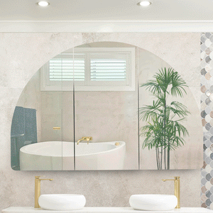 Arco Arch 1500mm x 1000mm Mirrored Shaving Cabinet, Matte White