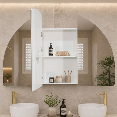 Arco Arch 1500mm x 1000mm Mirrored Shaving Cabinet, Matte White