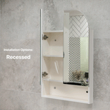 *Clearance* Tura Arch 600mm x 900mm Mirrored Shaving Cabinet with Exposed Shelf, Matte White