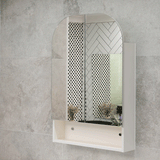 *Clearance* Tura Arch 600mm x 900mm Mirrored Shaving Cabinet with Exposed Shelf, Matte White