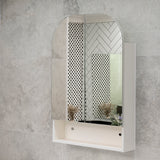 *Clearance* Tura Arch 600mm x 900mm Mirrored Shaving Cabinet with Exposed Shelf, Matte White