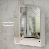 *Clearance* Tura Arch 800mm x 900mm Mirrored Shaving Cabinet with Exposed Shelf, Matte White