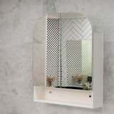 *Clearance* Tura Arch 800mm x 900mm Mirrored Shaving Cabinet with Exposed Shelf, Matte White