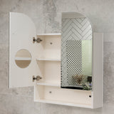 *Clearance* Tura Arch 800mm x 900mm Mirrored Shaving Cabinet with Exposed Shelf, Matte White