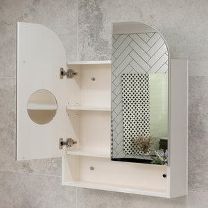 *Clearance* Tura Arch 800mm x 900mm Mirrored Shaving Cabinet with Exposed Shelf, Matte White