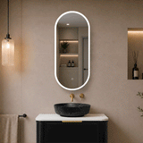 Pill Oval 400mm x 900mm Frontlit LED Mirrored Shaving Cabinet, Matte Black