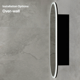 Pill Oval 400mm x 900mm Frontlit LED Mirrored Shaving Cabinet, Matte Black
