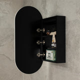 Pill Oval 400mm x 900mm Frontlit LED Mirrored Shaving Cabinet, Matte Black