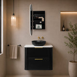 Pill Oval 400mm x 900mm Frontlit LED Mirrored Shaving Cabinet, Matte Black
