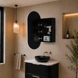Pill Oval 400mm x 900mm Frontlit LED Mirrored Shaving Cabinet, Matte Black