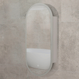 Pill Oval 400mm x 900mm Frontlit LED Mirrored Shaving Cabinet, Matte White
