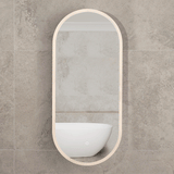 Pill Oval 400mm x 900mm Frontlit LED Mirrored Shaving Cabinet, Matte White