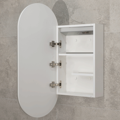 Pill Oval 400mm x 900mm Frontlit LED Mirrored Shaving Cabinet, Matte White