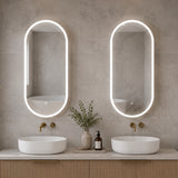 Pill Oval 400mm x 900mm Frontlit LED Mirrored Shaving Cabinet, Matte White