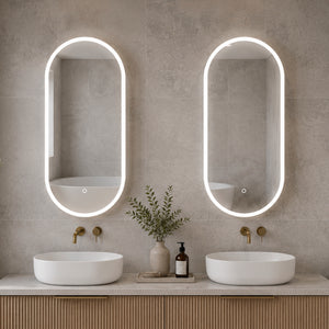 Pill Oval 400mm x 900mm Frontlit LED Mirrored Shaving Cabinet, Matte White