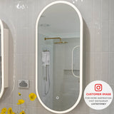 Pill Oval 400mm x 900mm Frontlit LED Mirrored Shaving Cabinet, Matte White