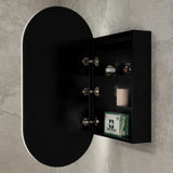 Pill Oval 500mm x 1000mm Frontlit LED Mirrored Shaving Cabinet, Matte Black